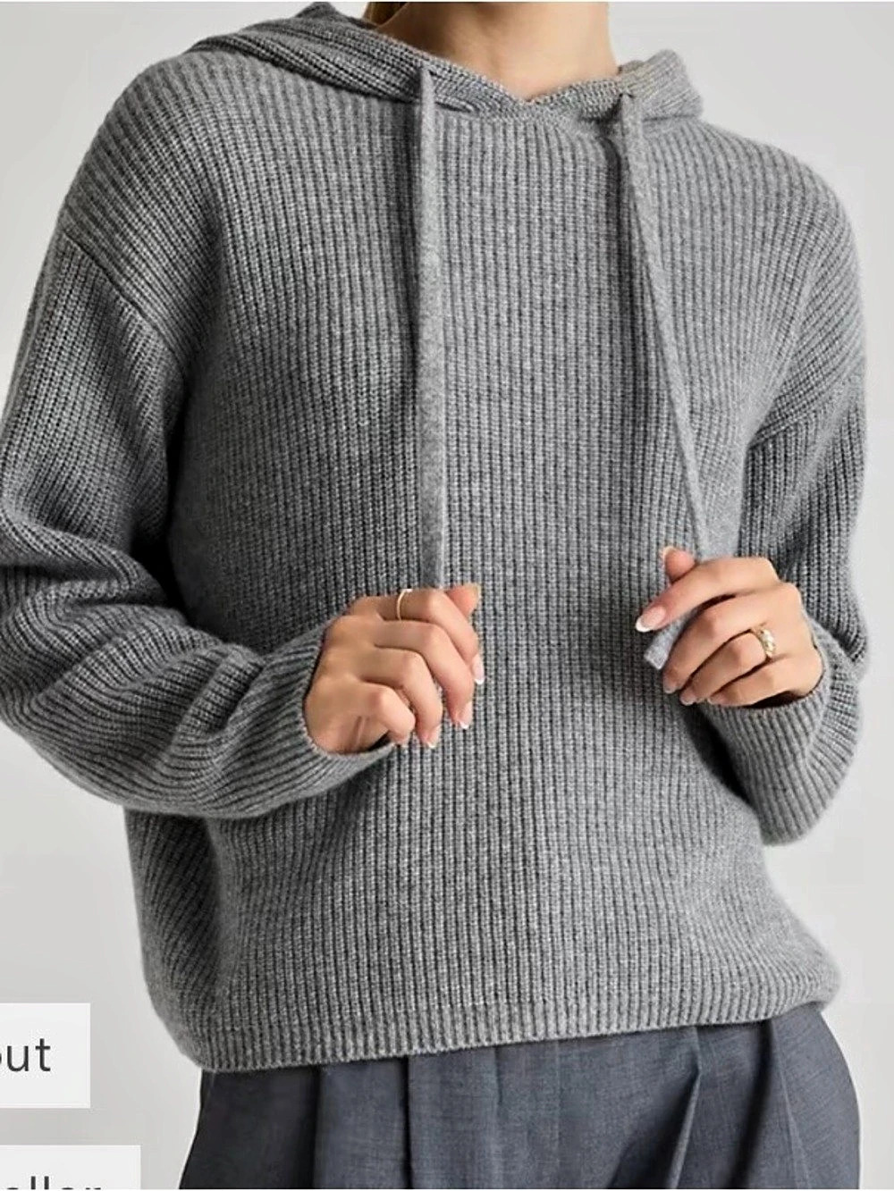 Quince Mongolian Cashmere Fisherman Pullover Hoodie Gray UNISEX
